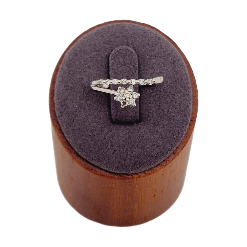 14k White Gold Wrap Floral Star Diamond Ring Size 6.5